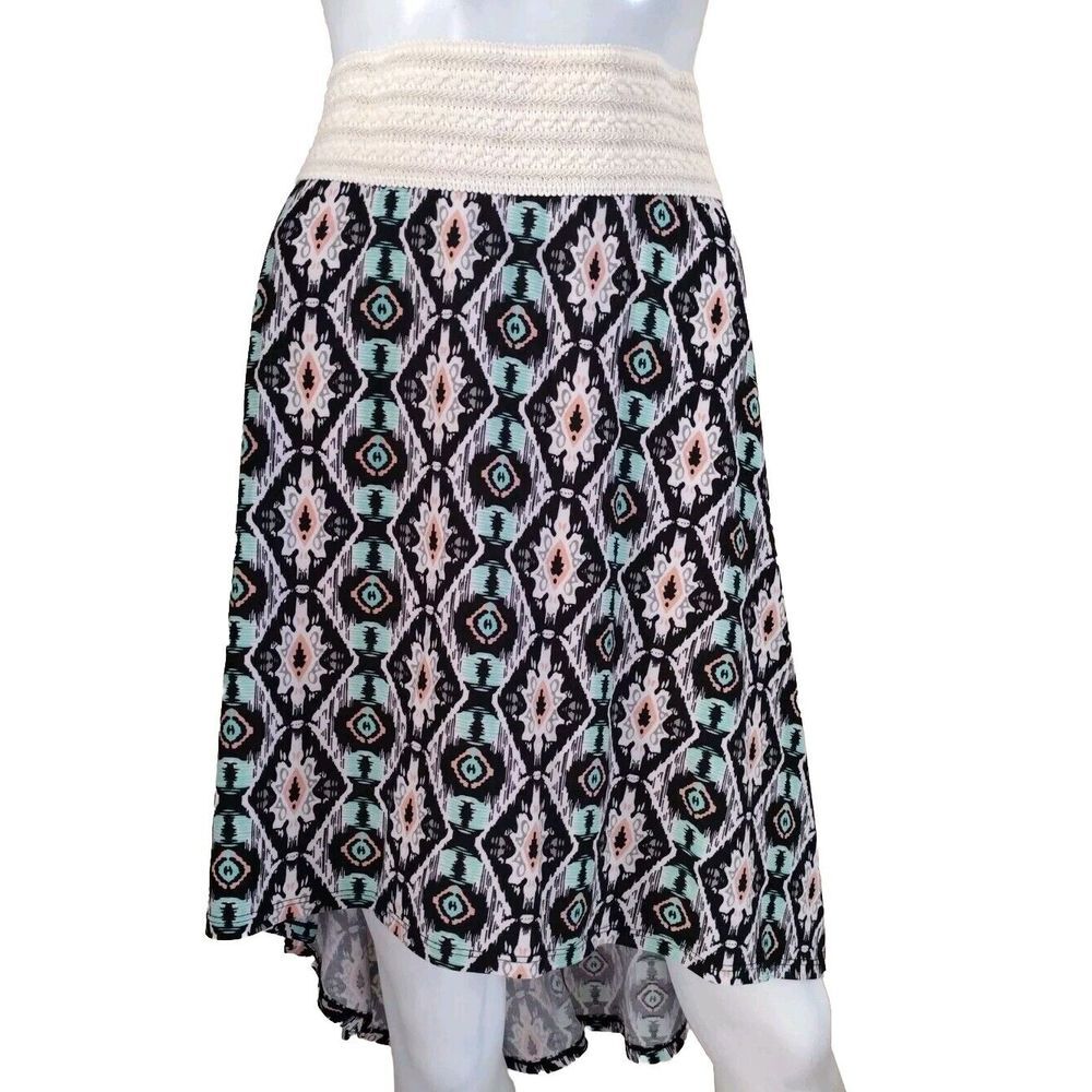 No‎ Boundaries Hi Lo Skirt Women XL (15-17) Colorful Aztec Print Pull On Junior